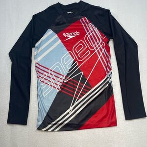 Speedo Rash Guard Youth 14 Long Sleeve Swim Shirt Surf SPF Colorblock